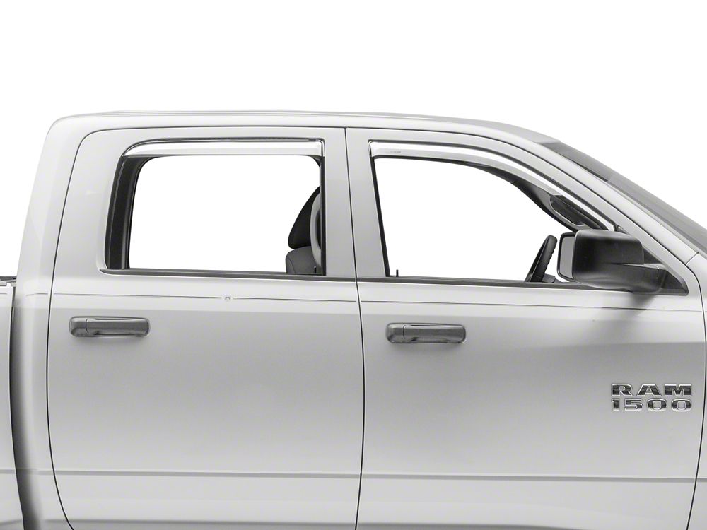 RAM Licensed by RedRock Element Chrome Window Visors; Channel Mount; Front and Rear (09-18 RAM 1500 Crew Cab)