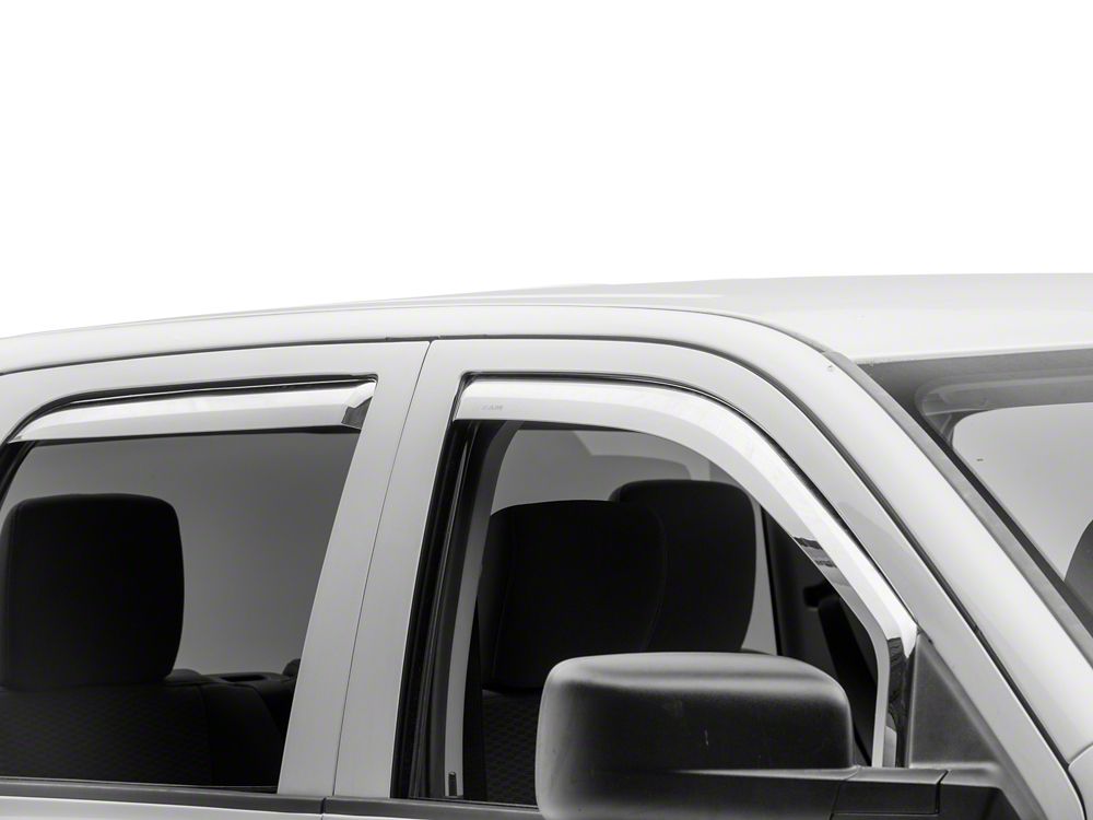 RAM Licensed by RedRock Element Chrome Window Visors; Channel Mount; Front and Rear (09-18 RAM 1500 Crew Cab)
