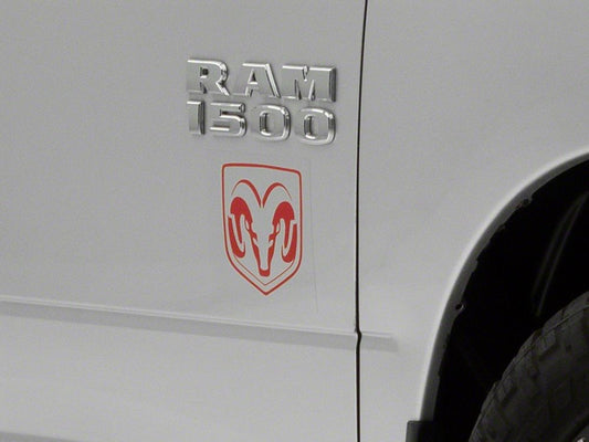 RAM Licensed by RedRock Small RAM Head Logo; Red (02-18 RAM 1500)