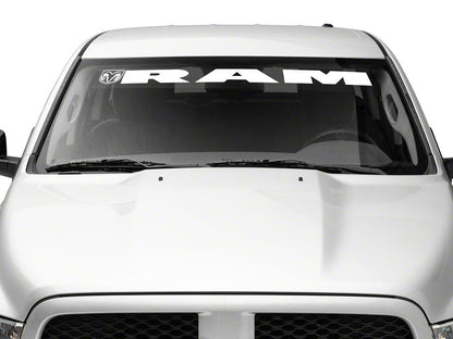 RAM Licensed by RedRock RAM with Head and Logo Windshield Banner; White (02-18 RAM 1500)