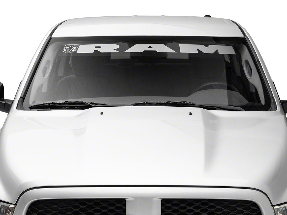 RAM Licensed by RedRock RAM with Head and Logo Windshield Banner; Frosted (02-18 RAM 1500)