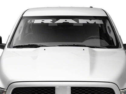 RAM Licensed by RedRock RAM with Head and Logo Windshield Banner; Frosted (02-18 RAM 1500)