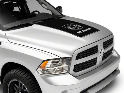 RAM Licensed by RedRock Hood Decal with Logo; Gloss Black (09-18 RAM 1500, Excluding Rebel)
