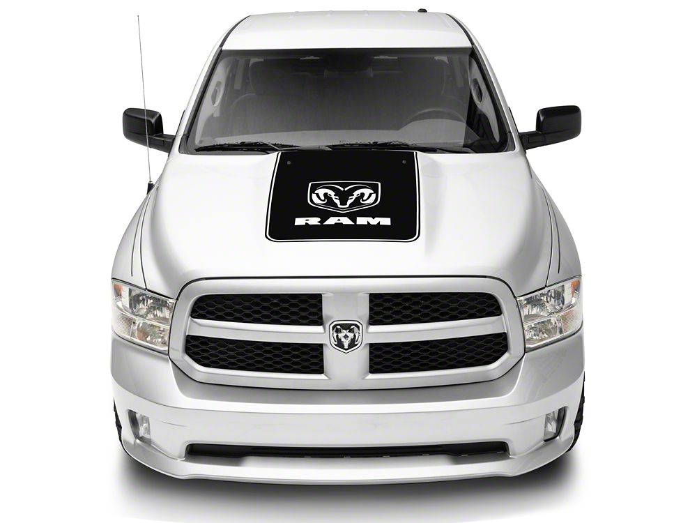 RAM Licensed by RedRock Hood Decal with Logo; Gloss Black (09-18 RAM 1500, Excluding Rebel)