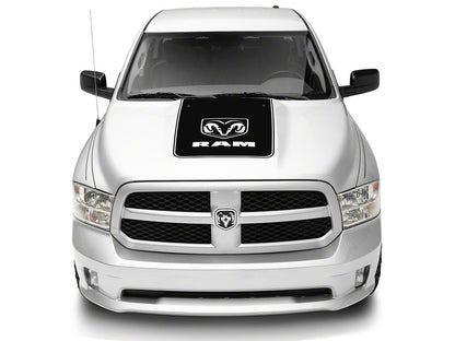 RAM Licensed by RedRock Hood Decal with Logo; Gloss Black (09-18 RAM 1500, Excluding Rebel)