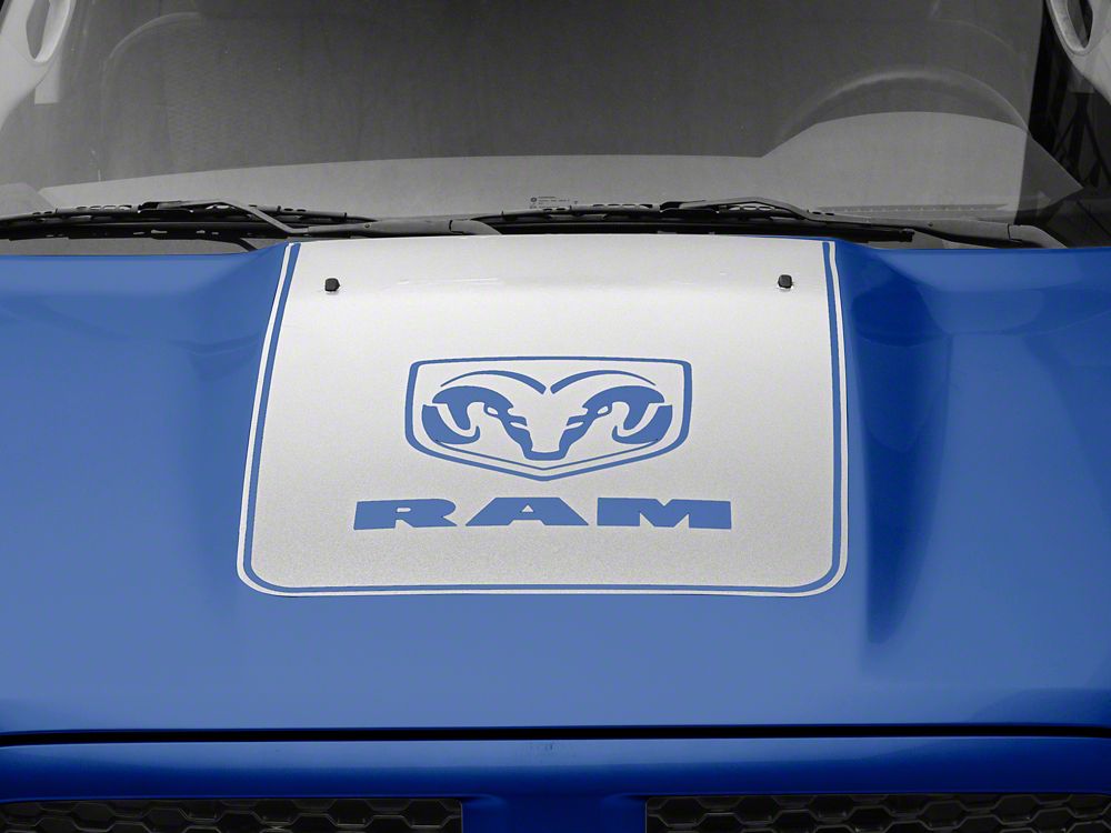 RAM Licensed by RedRock Hood Decal with Logo; Silver (09-18 RAM 1500, Excluding Rebel)