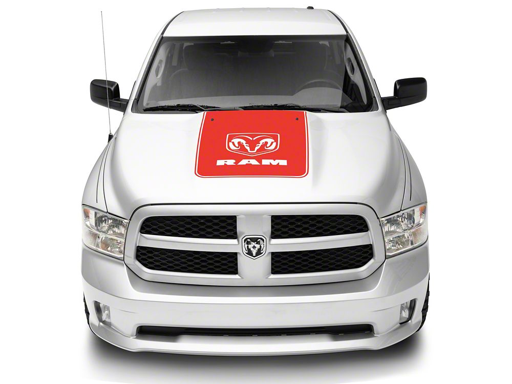 RAM Licensed by RedRock Hood Decal with Logo; Red (09-18 RAM 1500, Excluding Rebel)