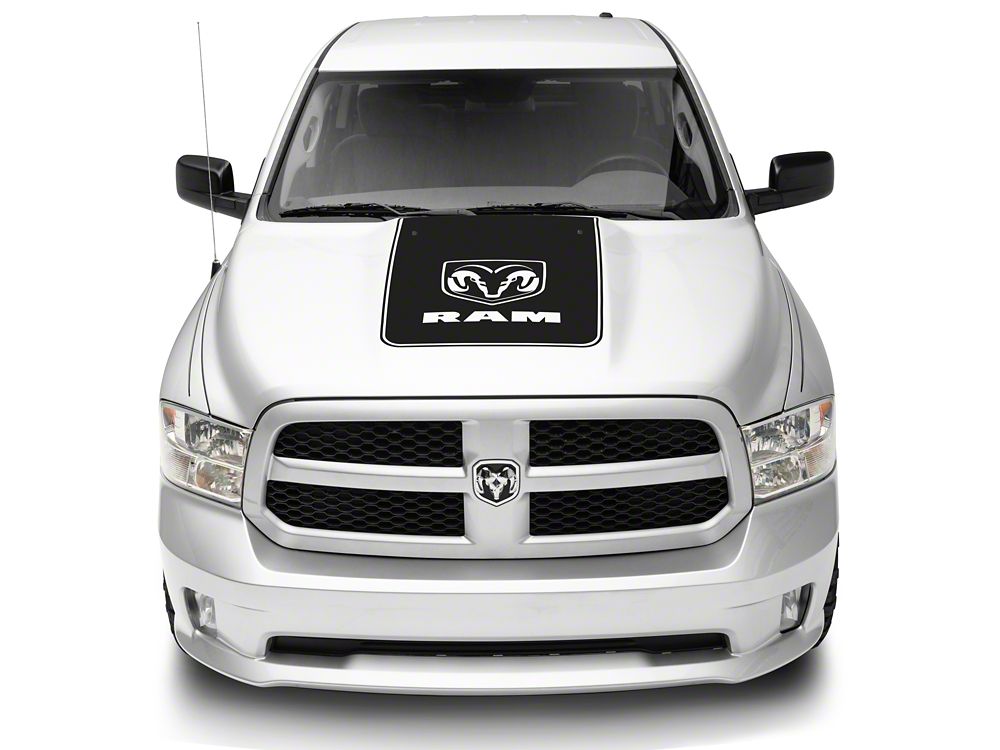 RAM Licensed by RedRock Hood Decal with Logo; Matte Black (09-18 RAM 1500, Excluding Rebel)