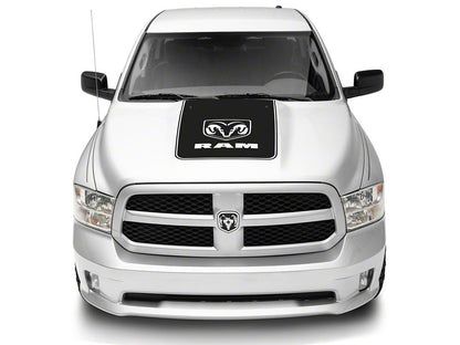 RAM Licensed by RedRock Hood Decal with Logo; Matte Black (09-18 RAM 1500, Excluding Rebel)