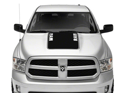 RAM Licensed by RedRock Hood Decal with RAM Logo; Gloss Black (09-18 RAM 1500, Excluding Rebel)