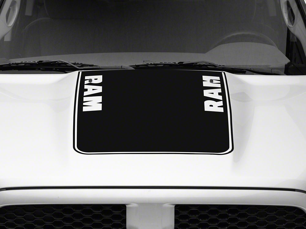 RAM Licensed by RedRock Hood Decal with RAM Logo; Gloss Black (09-18 RAM 1500, Excluding Rebel)