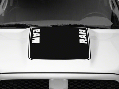 RAM Licensed by RedRock Hood Decal with RAM Logo; Gloss Black (09-18 RAM 1500, Excluding Rebel)