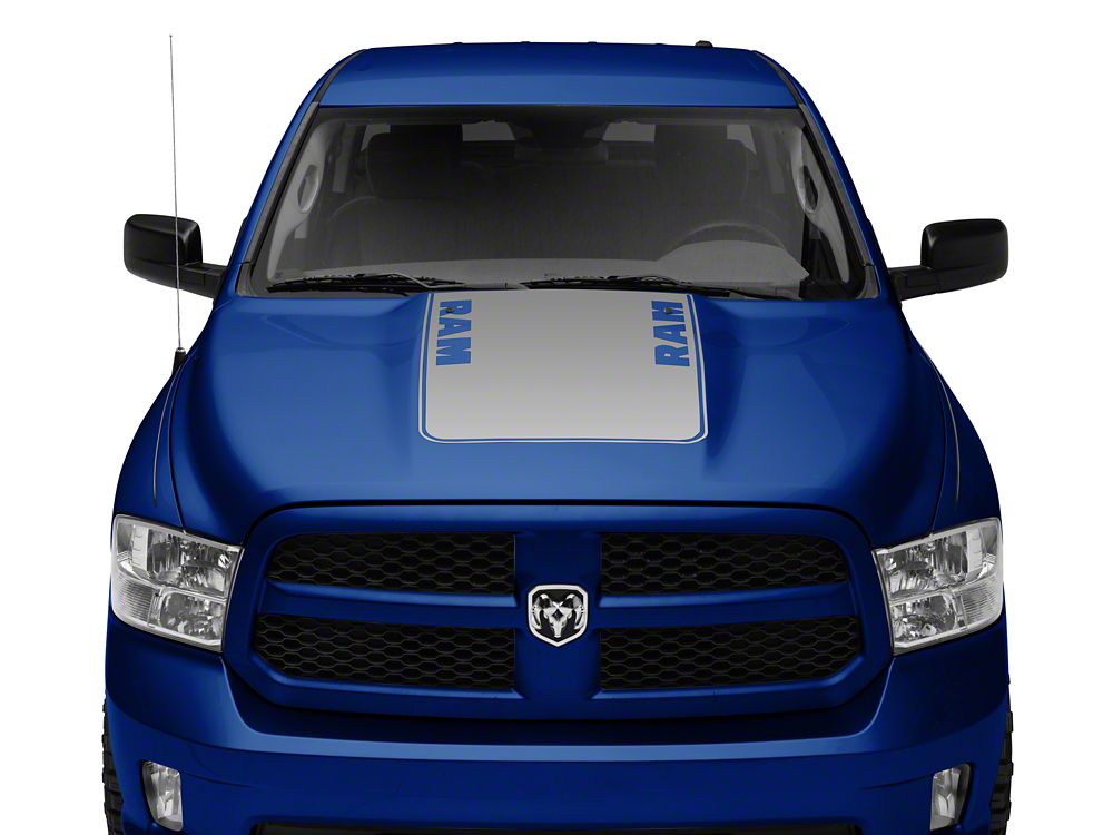 RAM Licensed by RedRock Hood Decal with RAM Logo; Silver (09-18 RAM 1500, Excluding Rebel)