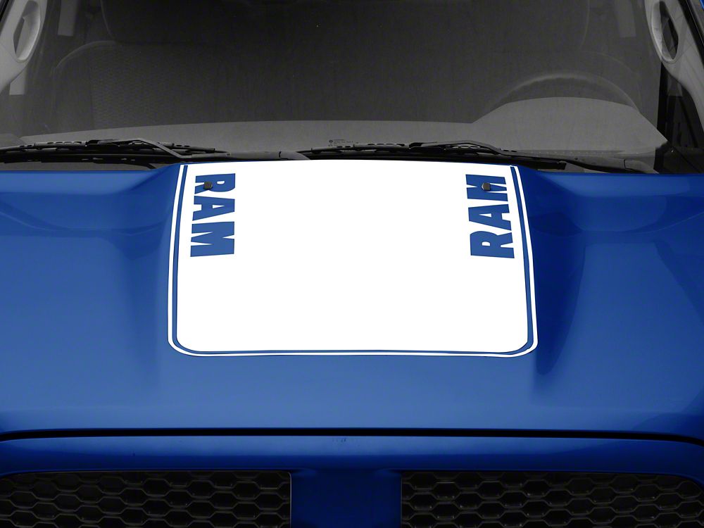 RAM Licensed by RedRock Hood Decal with RAM Logo; White (09-18 RAM 1500, Excluding Rebel)