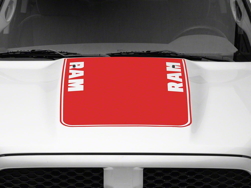 RAM Licensed by RedRock Hood Decal with RAM Logo; Red (09-18 RAM 1500, Excluding Rebel)