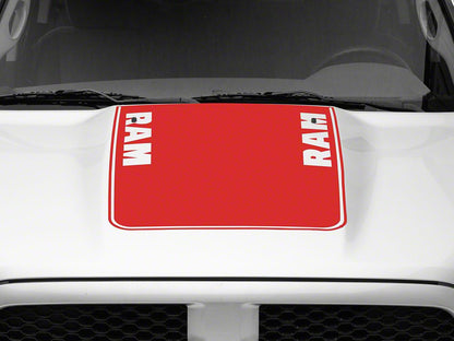 RAM Licensed by RedRock Hood Decal with RAM Logo; Red (09-18 RAM 1500, Excluding Rebel)