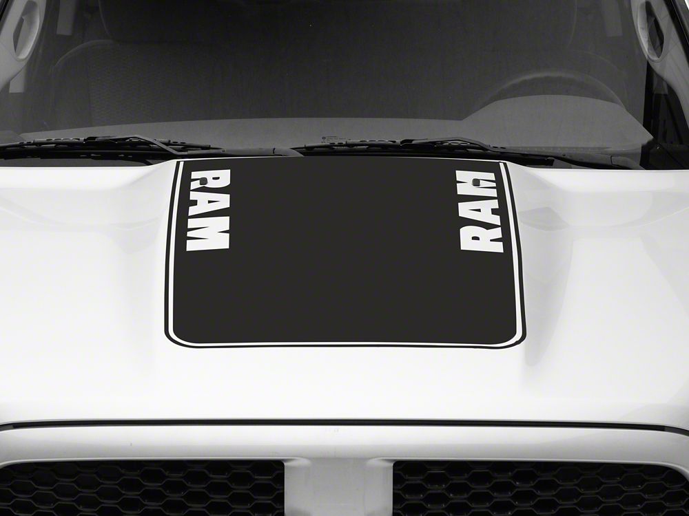 RAM Licensed by RedRock Hood Decal with RAM Logo; Matte Black (09-18 RAM 1500, Excluding Rebel)
