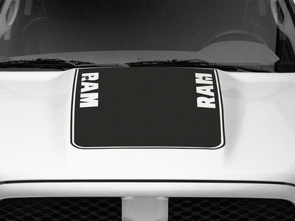 RAM Licensed by RedRock Hood Decal with RAM Logo; Matte Black (09-18 RAM 1500, Excluding Rebel)