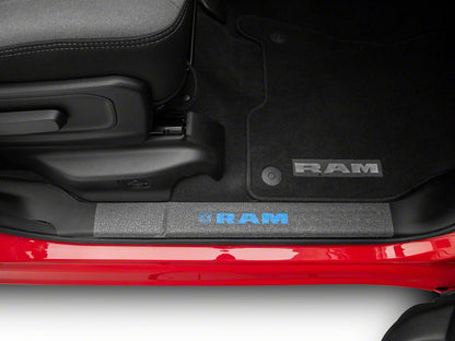 RAM Licensed by RedRock Door Sill Body Shield Decal; Blue (02-18 RAM 1500)