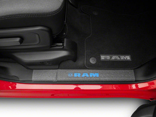 RAM Licensed by RedRock Door Sill Body Shield Decal; Blue (02-18 RAM 1500)