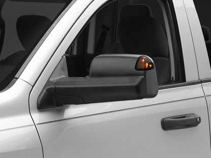 RedRock Powered Heated Towing Mirrors with Smoked Turn Signals; Black (09-18 RAM 1500)
