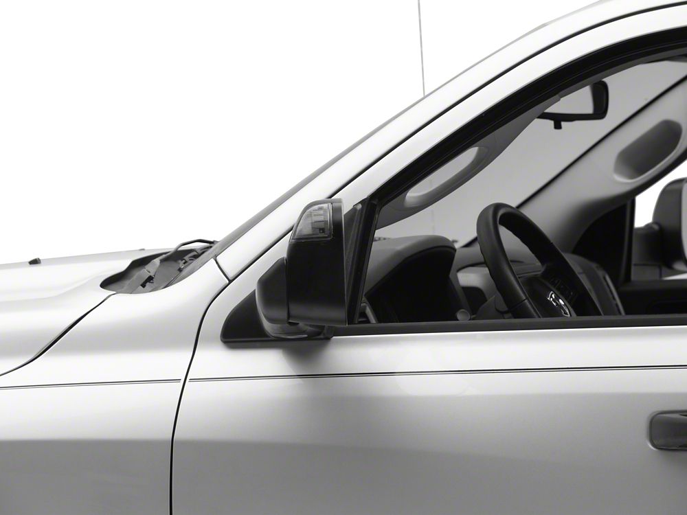 RedRock Powered Heated Towing Mirrors with Smoked Turn Signals; Black (09-18 RAM 1500)