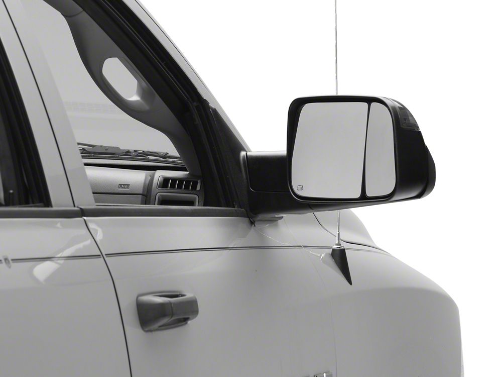 RedRock Powered Heated Towing Mirrors with Smoked Turn Signals; Black (09-18 RAM 1500)