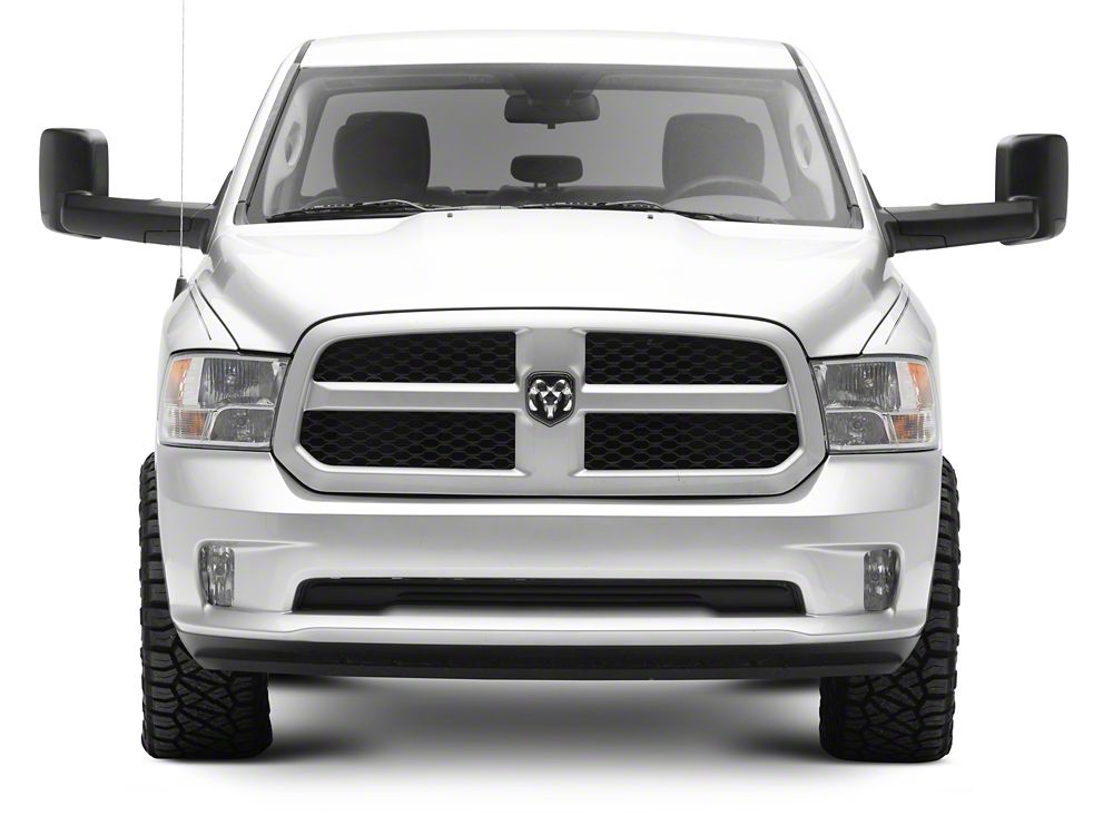 RedRock Powered Heated Towing Mirrors with Smoked Turn Signals; Black (09-18 RAM 1500)