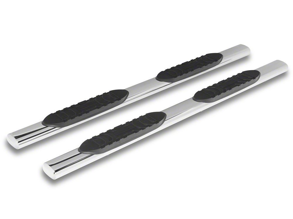 RedRock 5-Inch Oval Straight End Side Step Bars; Stainless Steel (19-25 RAM 1500 Quad Cab)