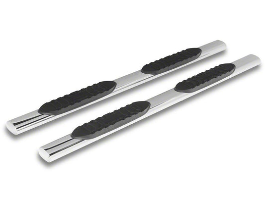 RedRock 5-Inch Oval Straight End Side Step Bars; Stainless Steel (19-25 RAM 1500 Quad Cab)