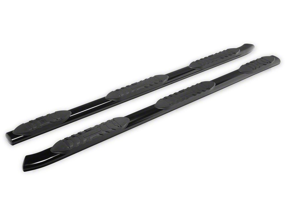 RedRock 5-Inch Oval Bent End Wheel to Wheel Side Step Bars; Black (19-25 RAM 1500 Quad Cab)