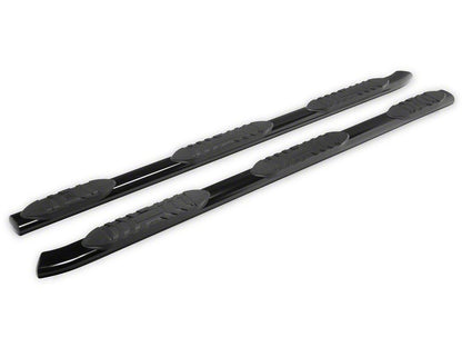 RedRock 5-Inch Oval Bent End Wheel to Wheel Side Step Bars; Black (19-25 RAM 1500 Quad Cab)