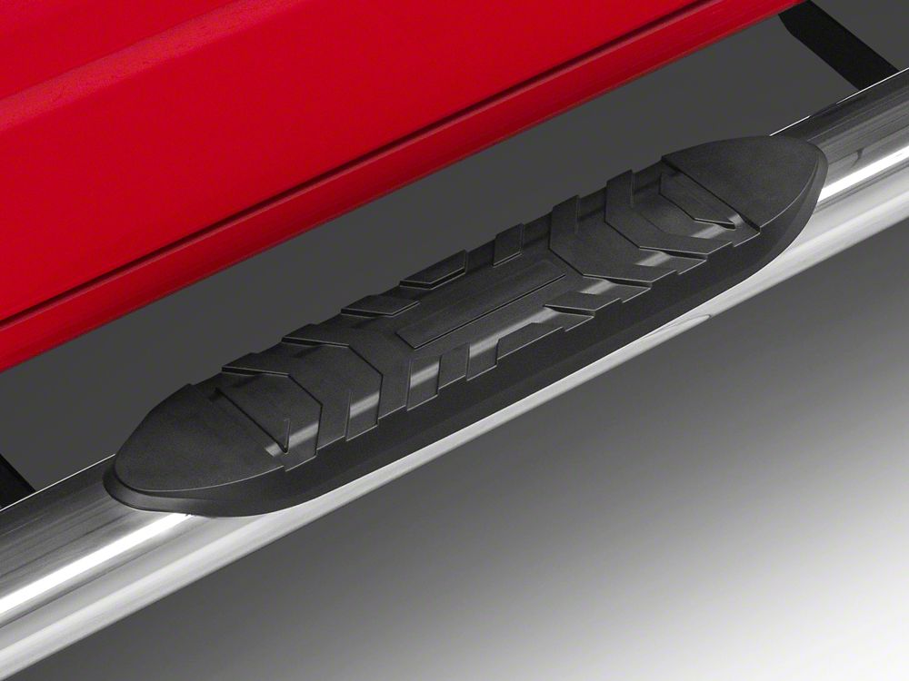 RedRock 5-Inch Ival Straight End Side Step Bars; Stainless Steel (19-25 RAM 1500 Crew Cab)