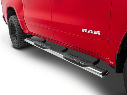 RedRock 5-Inch Ival Straight End Side Step Bars; Stainless Steel (19-25 RAM 1500 Crew Cab)
