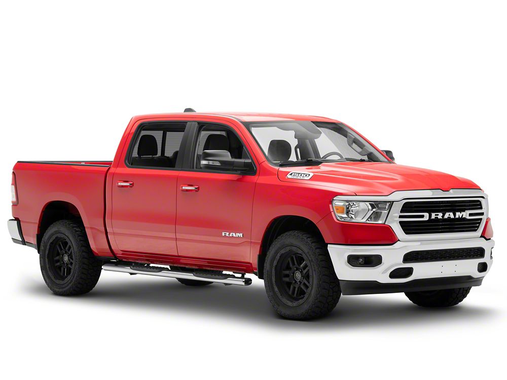 RedRock 5-Inch Ival Straight End Side Step Bars; Stainless Steel (19-25 RAM 1500 Crew Cab)