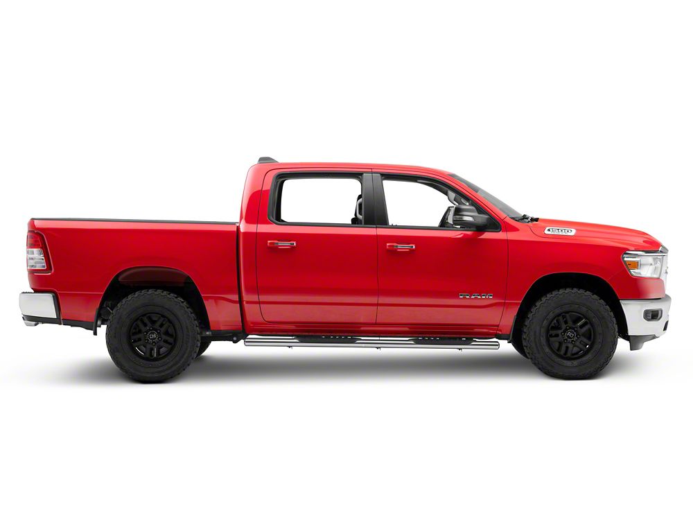 RedRock 5-Inch Ival Straight End Side Step Bars; Stainless Steel (19-25 RAM 1500 Crew Cab)