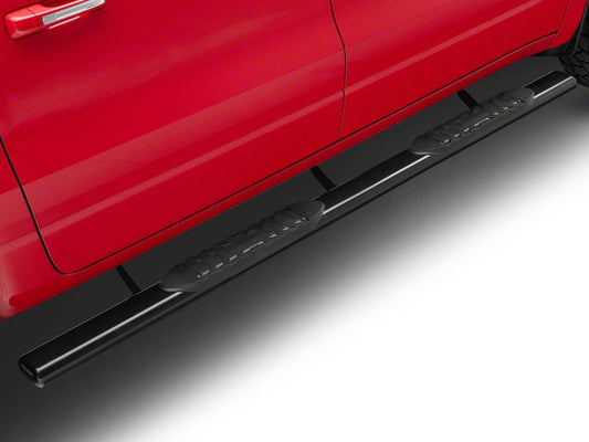 RedRock 5-Inch Oval Straight End Side Step Bars; Black (19-25 RAM 1500 Crew Cab)