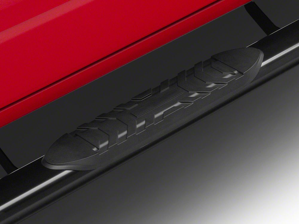 RedRock 5-Inch Oval Straight End Side Step Bars; Black (19-25 RAM 1500 Crew Cab)