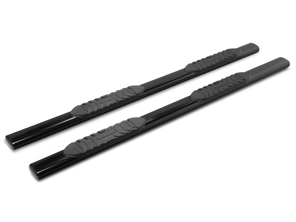 RedRock 5-Inch Oval Straight End Side Step Bars; Black (19-25 RAM 1500 Crew Cab)