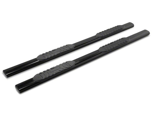 RedRock 5-Inch Oval Straight End Side Step Bars; Black (19-25 RAM 1500 Crew Cab)