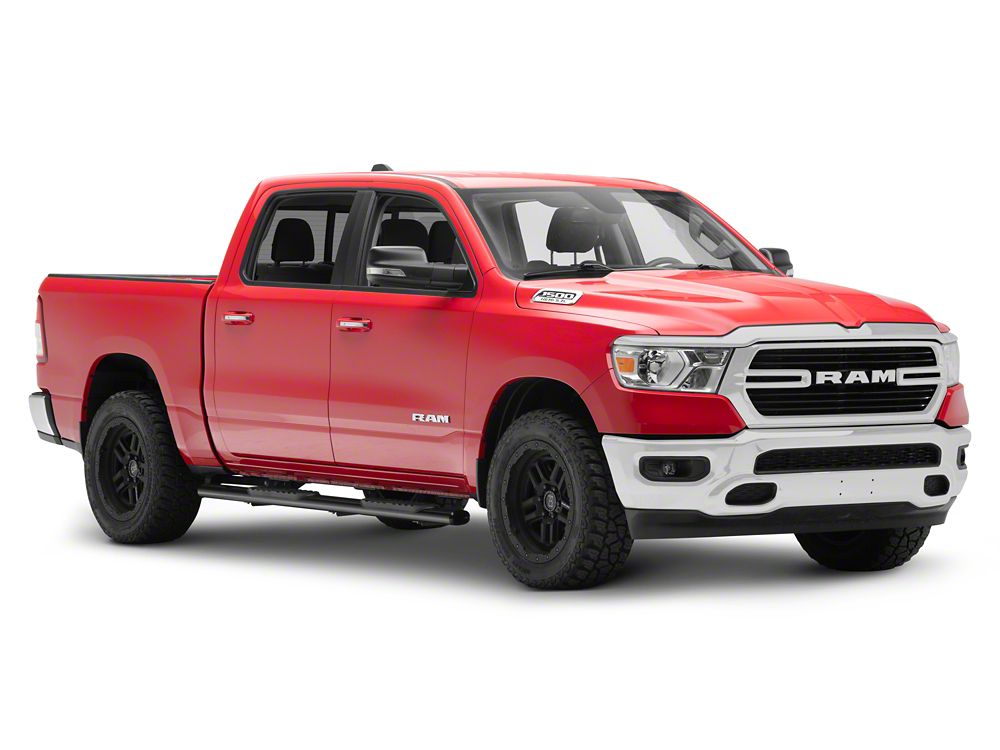 RedRock 5-Inch Oval Straight End Side Step Bars; Black (19-25 RAM 1500 Crew Cab)