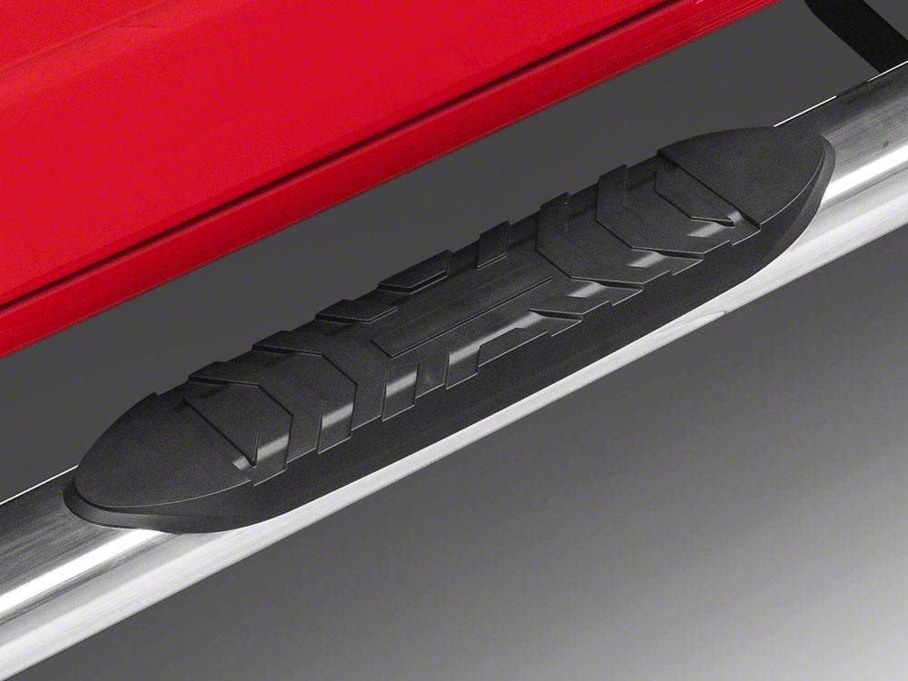 RedRock 5-Inch Oval Bent End Wheel to Wheel Side Step Bars; Stainless Steel (19-25 RAM 1500 Crew Cab w/ 5.7-Foot Box)