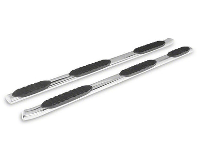 RedRock 5-Inch Oval Bent End Wheel to Wheel Side Step Bars; Stainless Steel (19-25 RAM 1500 Crew Cab w/ 5.7-Foot Box)