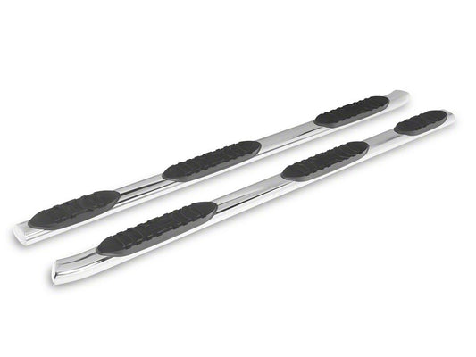 RedRock 5-Inch Oval Bent End Wheel to Wheel Side Step Bars; Stainless Steel (19-25 RAM 1500 Crew Cab w/ 5.7-Foot Box)
