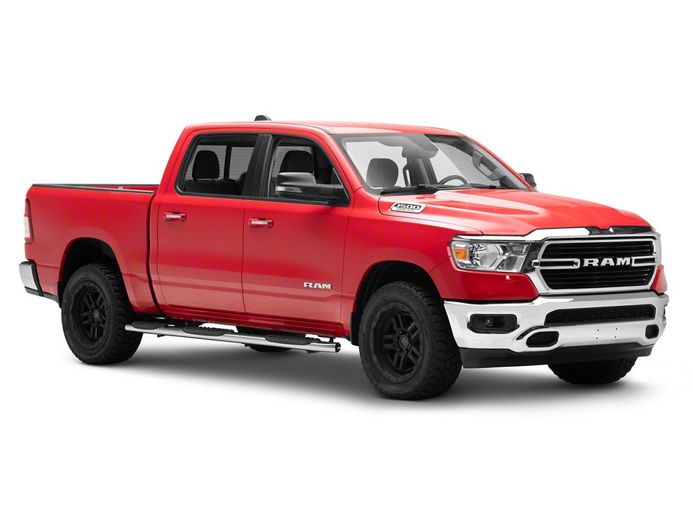 RedRock 5-Inch Oval Bent End Wheel to Wheel Side Step Bars; Stainless Steel (19-25 RAM 1500 Crew Cab w/ 5.7-Foot Box)