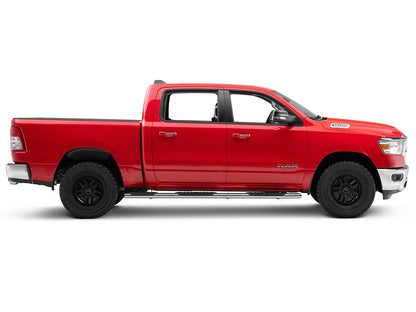 RedRock 5-Inch Oval Bent End Wheel to Wheel Side Step Bars; Stainless Steel (19-25 RAM 1500 Crew Cab w/ 5.7-Foot Box)