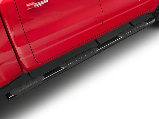 RedRock 5-Inch Oval Bent End Wheel to Wheel Side Step Bars; Black (19-25 RAM 1500 Crew Cab w/ 5.7-Foot Box)