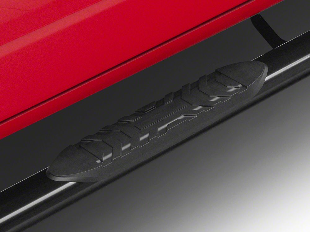 RedRock 5-Inch Oval Bent End Wheel to Wheel Side Step Bars; Black (19-25 RAM 1500 Crew Cab w/ 5.7-Foot Box)