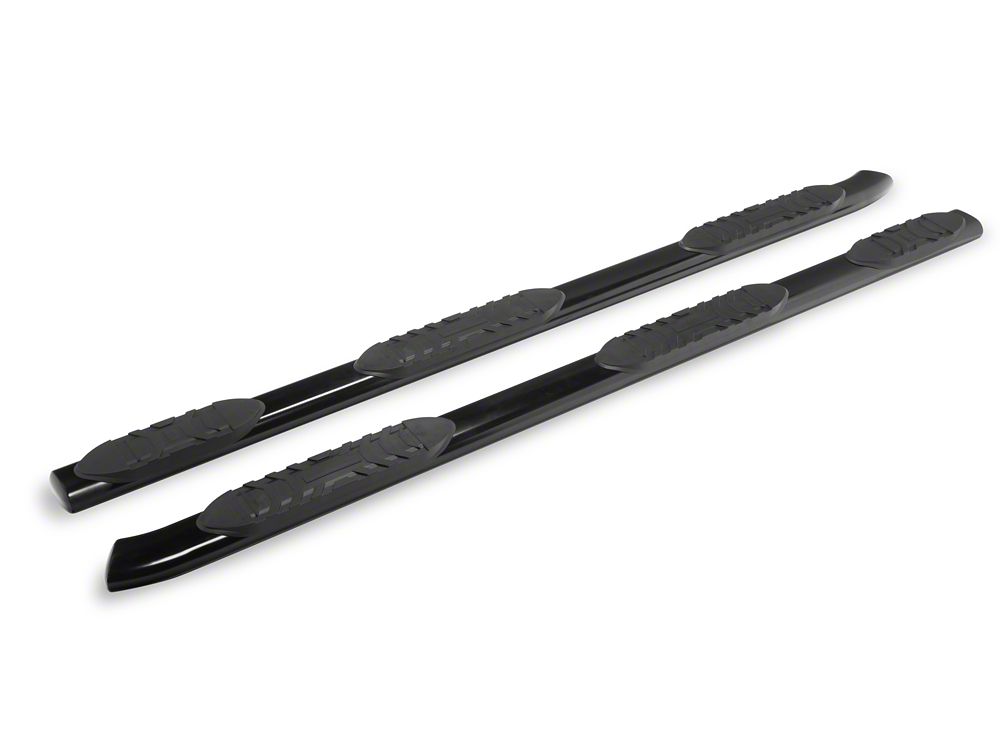 RedRock 5-Inch Oval Bent End Wheel to Wheel Side Step Bars; Black (19-25 RAM 1500 Crew Cab w/ 5.7-Foot Box)