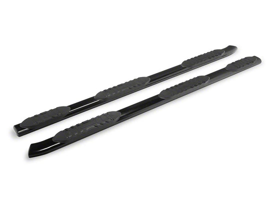 RedRock 5-Inch Oval Bent End Wheel to Wheel Side Step Bars; Black (19-25 RAM 1500 Crew Cab w/ 5.7-Foot Box)